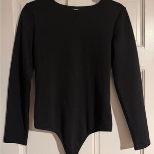 Express Black Long-Sleeve Crew Neck Bodysuit